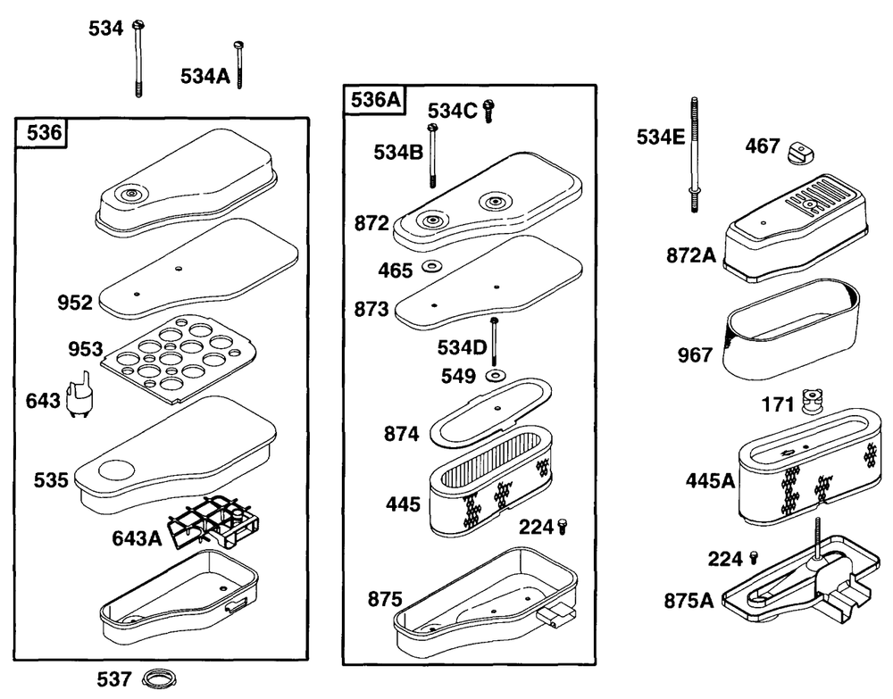 Air Cleaner Grp Diagram and Parts List for 256702-4002-XX  Briggs and Stratton Engine